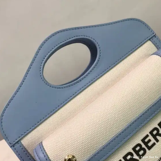 Official FirstBag Ru and Two-tone Pocket Canvas BURBERRY Mini Leather Bag 0503